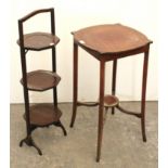 An Edwardian inlaid-mahogany circular occasional table on square tapered legs with open undertier,