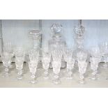 Three heavy cut-glass decanters; & thirty various drinking vessels.