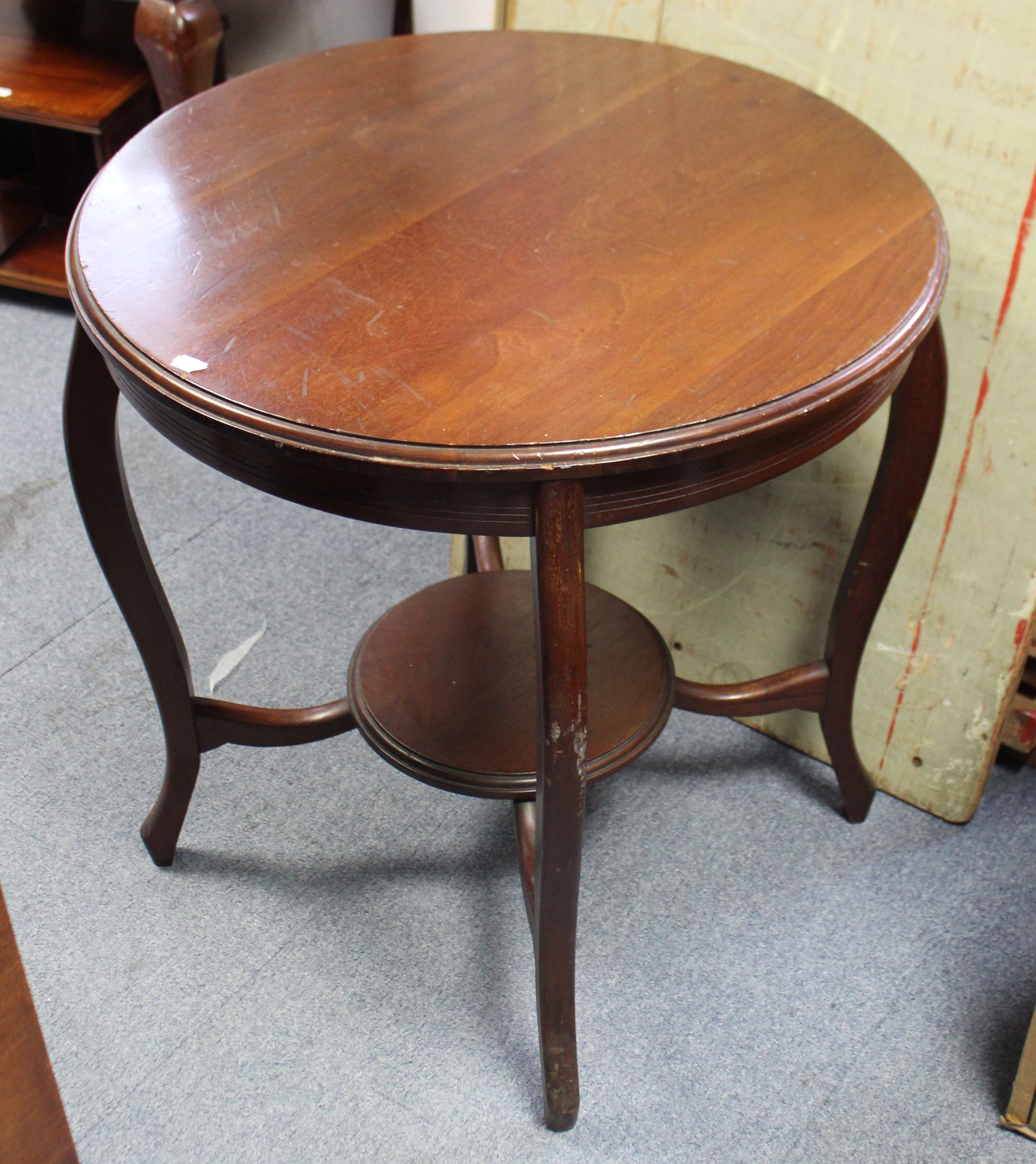 A Victorian mahogany bidet stool, fitted liner & on square tapered legs, 22” wide; & a late - Image 3 of 3