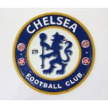 A modern painted cast-iron circular plaque “CHELSEA FOOTBALL CLUB”, 9½” diam.