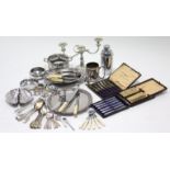 A silver napkin ring; & various items of platedware & cutlery.