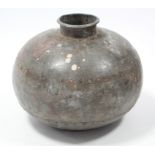 A modern eastern-style metal globular vase, 10¾” high.