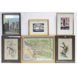 Ten various decorative paintings & prints, each in glazed frame.