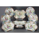 An early 19th century Wedgwood pearlware part dessert service decorated with oriental flowers in