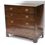 A George IV inlaid mahogany chest with crossbanded top, fitted four long graduated drawers with