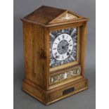 A Victorian mantel clock, the 4” white enamel dial with roman numerals & printed decoration, with