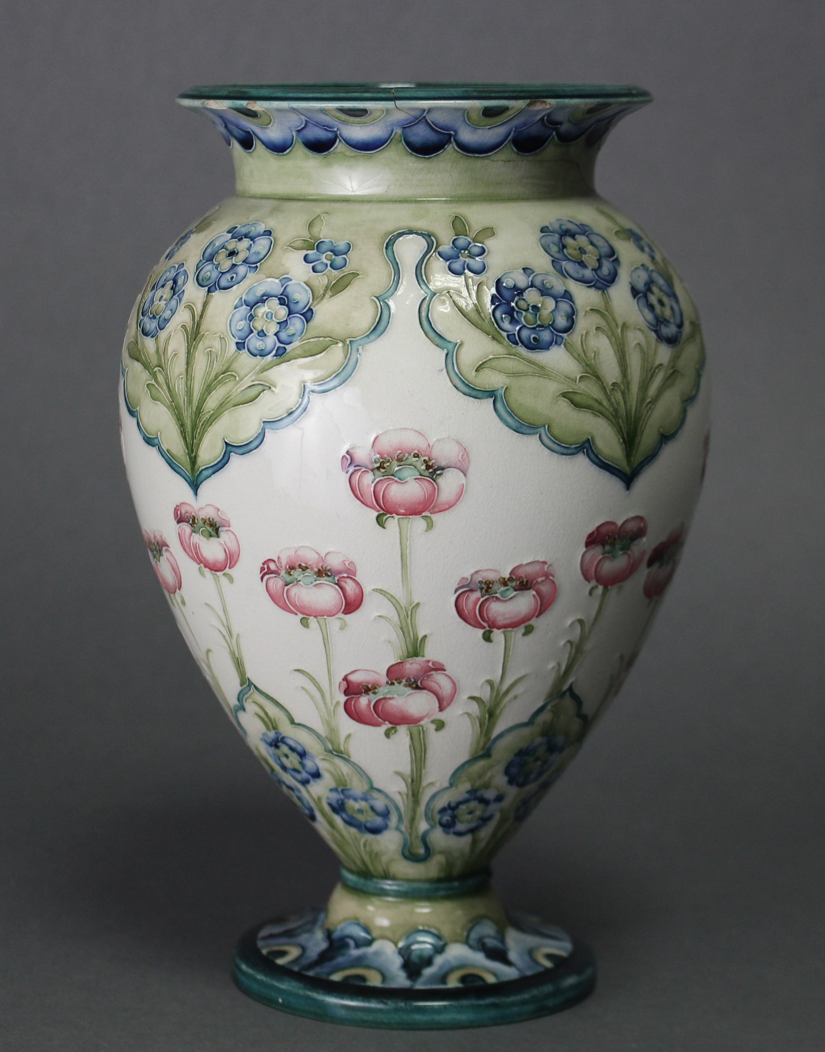 A MOORCROFT MACINTYRE POTTERY OVOID VASE with short flared neck & on round pedestal foot, - Image 3 of 6