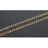 A 9ct. gold necklace of flattened curb links. (21.5gm).