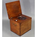 A mid-19th century mahogany water closet fitted with an “R. WISS” of London blue transfer