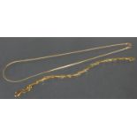 A 9ct. gold flexible bracelet of alternating criss-cross & baton links (6.3gm); & a ditto necklet of