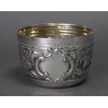 A Victorian silver circular deep bowl with wide band of embossed acanthus scrolls, 4¼” diam. x 3”