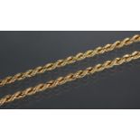 A 9ct. gold necklace of rope-twist design; 24” long. (14.3gm).