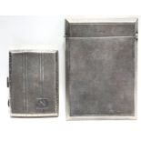 A large silver engine-turned pocket card case with hinged lid, 4¾” x 3½”, Birmingham 1925, by S.