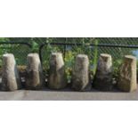 A set of six Kentish ragstone staddle stone bases.