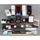A quantity of costume jewellery, including seven 9ct. gold gem-set rings, & two ditto pendants on