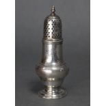 An early George III silver pepper pot with tall domed & pierced pull-off cover, the lower part of
