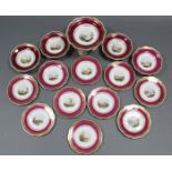 A 19th century Davenport porcelain dessert service, the centre of each piece painted with