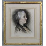 ENGLISH SCHOOL, early 20th century. A head-&-shoulders portrait in profile of Mrs Tetley. Signed