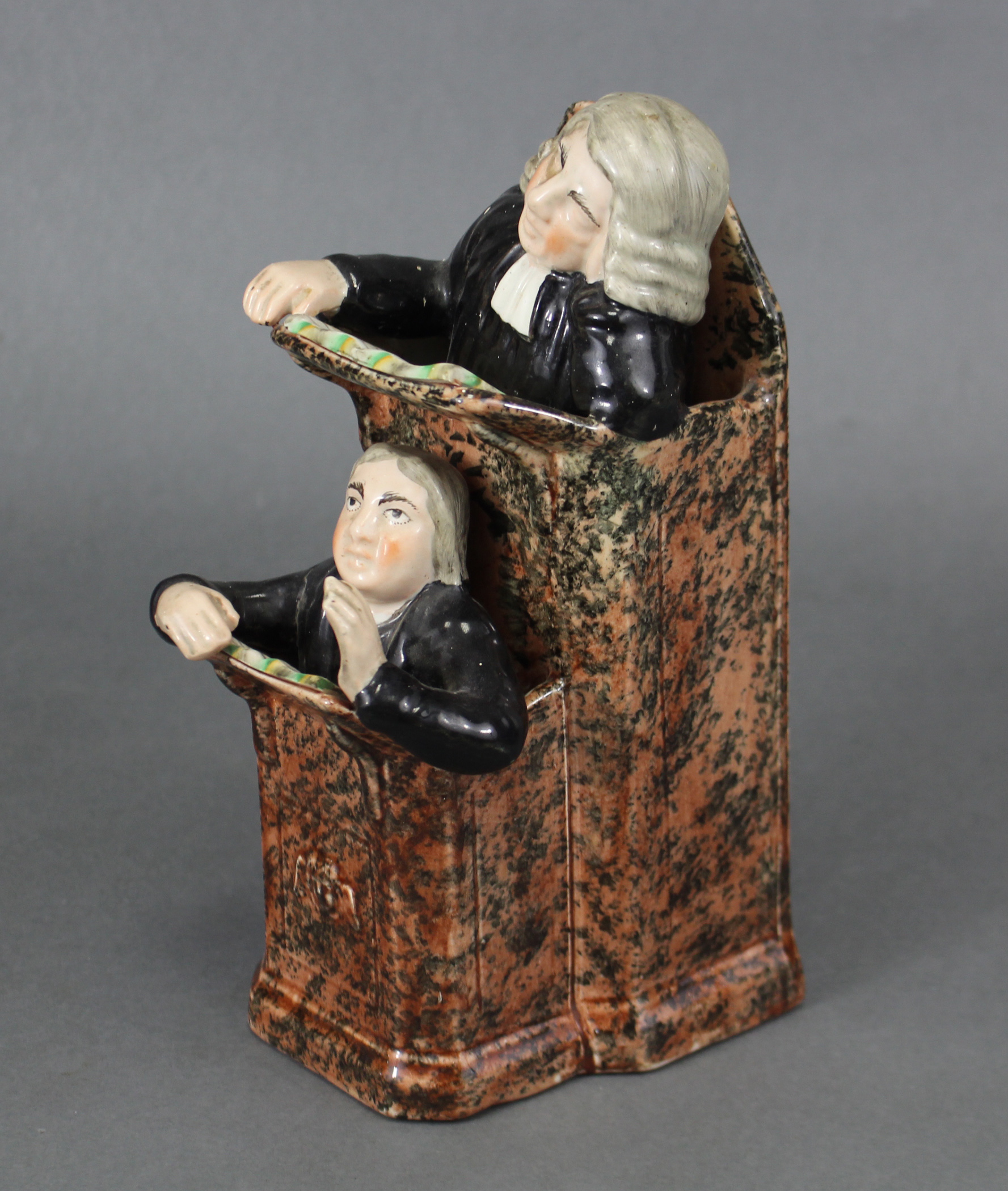 An early 19th century Staffordshire creamware pulpit group of ‘The Vicar & Moses’, the pulpit with - Image 2 of 3