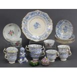 An early Victorian blue transfer decorated part tea & coffee service; an 18th century English