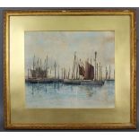 MONOGRAM S.M.L. (19th century) “Penzance Harbour”, signed & dated 1889 lower right, Watercolour: