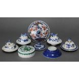 A group of eight various Chinese porcelain vase & teapot lids, 18th century & later.