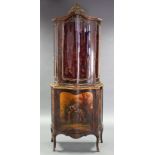 A LOUIS XV STYLE VERNIS MARTIN VITRINE with serpentine-front glazed door & sides, the lower part