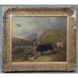 CONTINENTAL SCHOOL, mid-19th century. A mountainous landscape with a bull defending its calf from