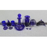 Seven items of modern “Bristol Blue” glassware; five similar items; various china & other items,