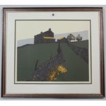 A limited edition coloured etching by Kenneth Godden titled “Green Lane Coverdale” (Ltd Ed. No.