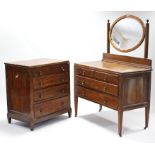A mid-20th century oak bedroom pair comprising a dressing chest, 42” wide; & a small upright