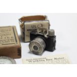 An ULCA miniature camera, “The Smallest Real Camera In The World”, in original box; & a Watkins “Bee
