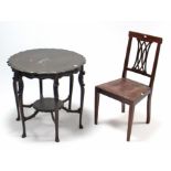 An Edwardian inlaid-mahogany splat-back occasional chair with padded seat, & on square-tapered legs;