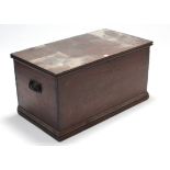 A Victorian deal tool chest with hinged lift-lid, wrought iron side handles & on plinth base, 36¾”