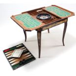 A reproduction marquetry-inlaid rosewood games table, with canted corners to the square top, & on