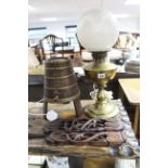 A bass oil table lamp (converted to electricity); together with various items of decorative china,