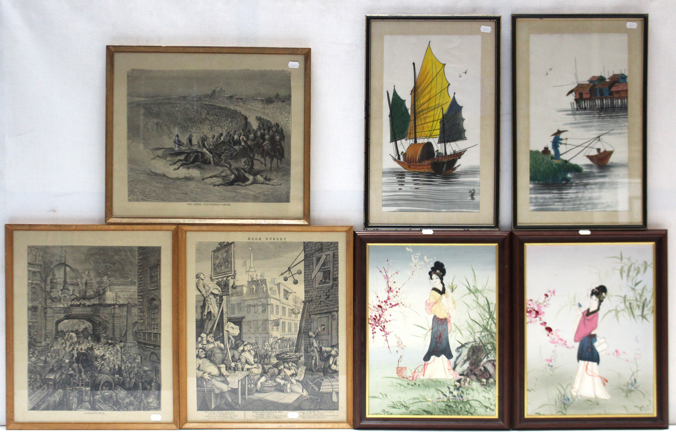 Eight various decorative paintings & prints, all framed. - Image 2 of 2