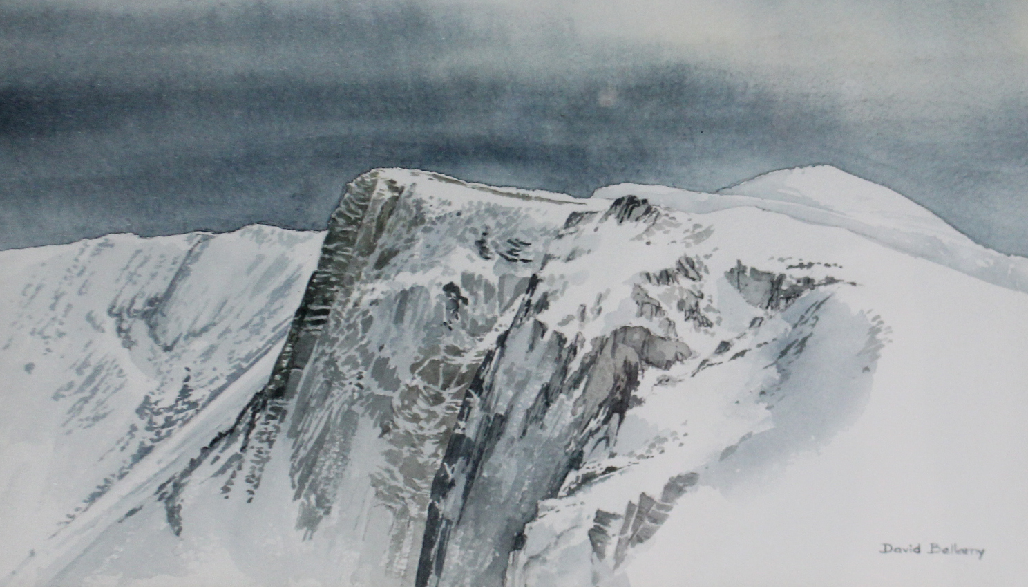 Two watercolour paintings by David Bellamy, titled to reverse: “Crib Goch, just after Sunrise”, - Image 2 of 7