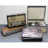 A Leak “Stereo 30” FM tuner; a Philips “N4414” reel-to-reel tape recorder; a Murphy turntable; & a
