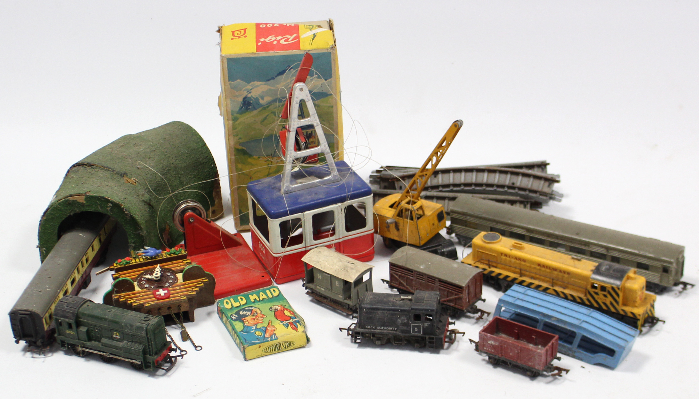 A Rigi tinplate model cable car (boxed), No. 900; & various OO” gauge model railway items, etc.