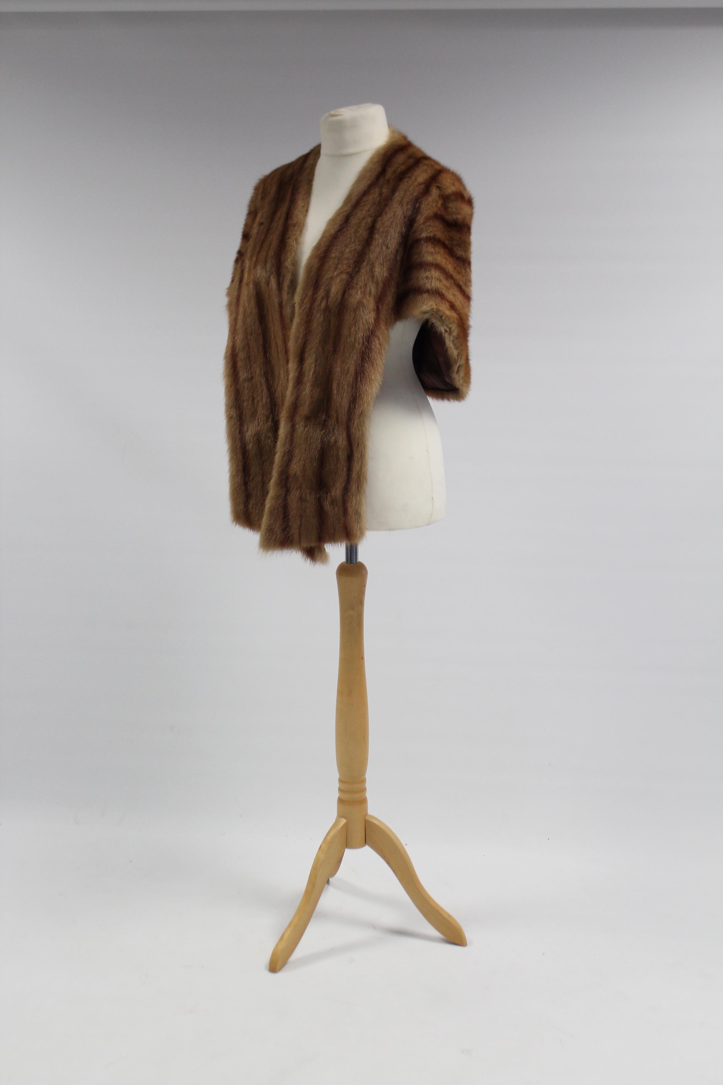 A rabbit fur silk-lined ladies’ coat; & a similar silk-lined fur cape. - Image 2 of 2