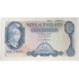 A “Britannia” series £5 note, 1957-62, L. K. O’Brien chief cashier.