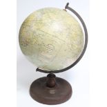 AN EARLY-MID 20th CENTURY BACON’S 12” EXCELSIOR GLOBE, on treen base.