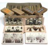 Approximately eight various stereo card views; & a small collection of glass negative plates.