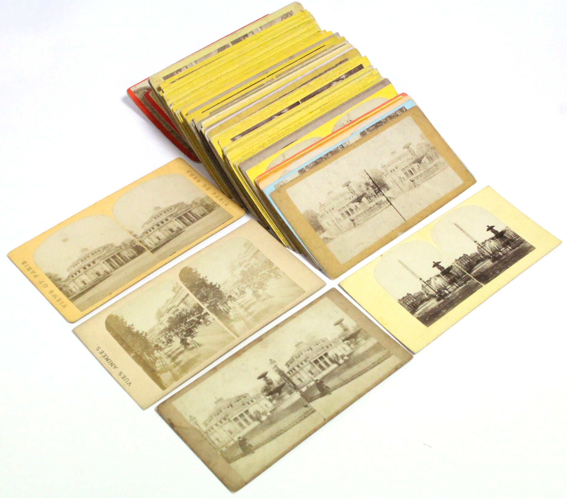 Approximately forty various antique stereoscope cards.
