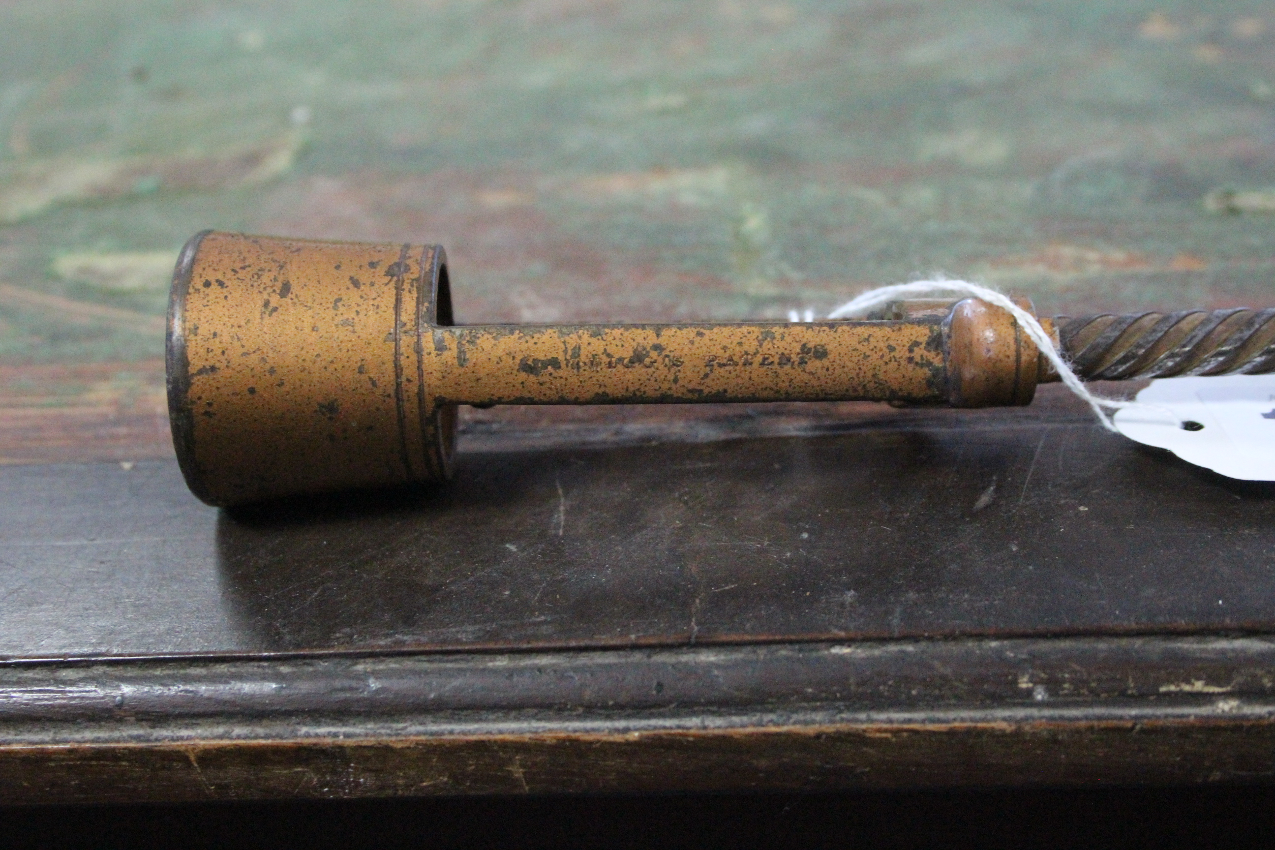 A 19th century Twiggs Patent open-barrel corkscrew with turned treen handle, 7½” long. - Image 4 of 4