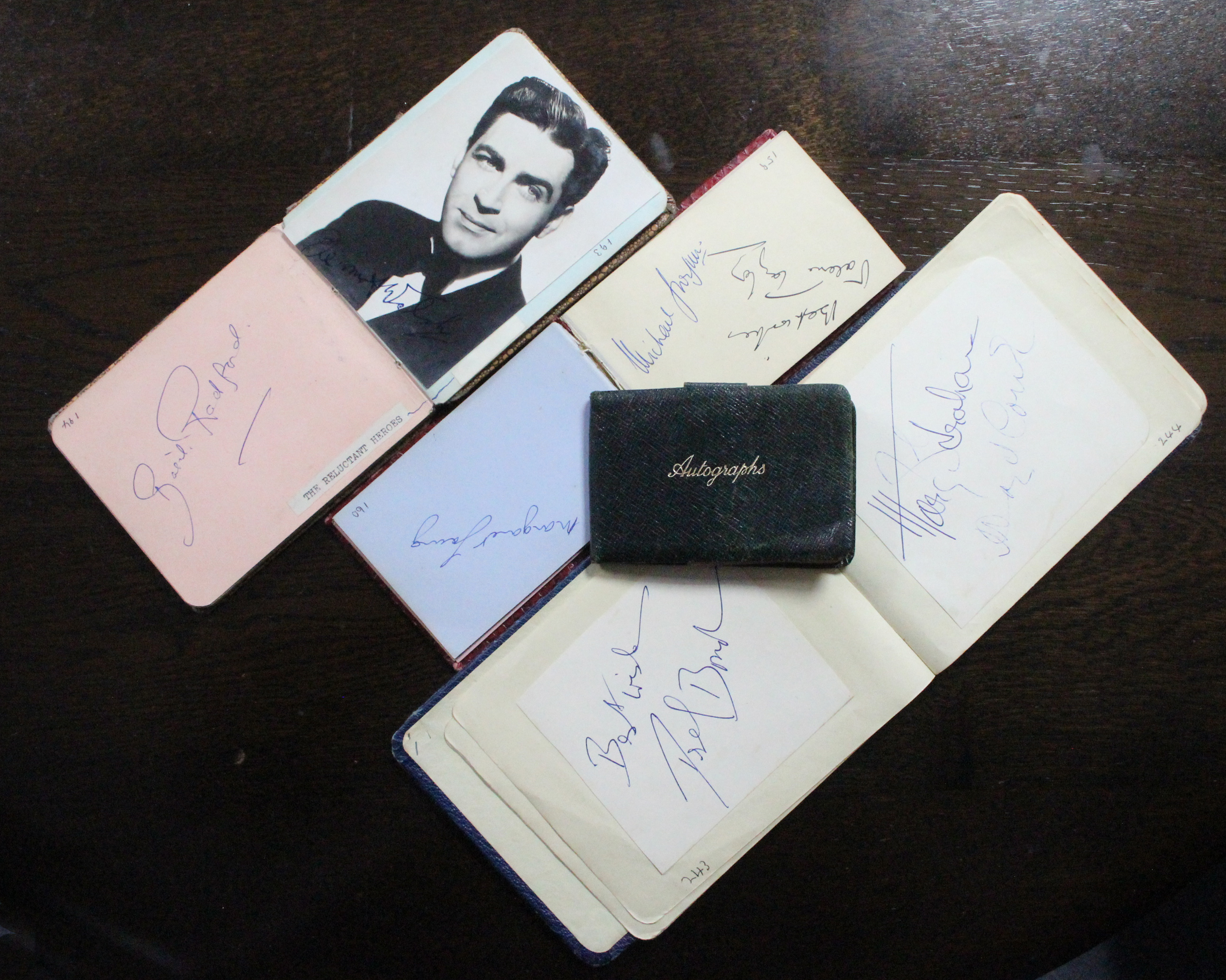 A THEATRICAL AUTOGRAPH COLLECTION in four small albums, of British stage actors from the 1950s