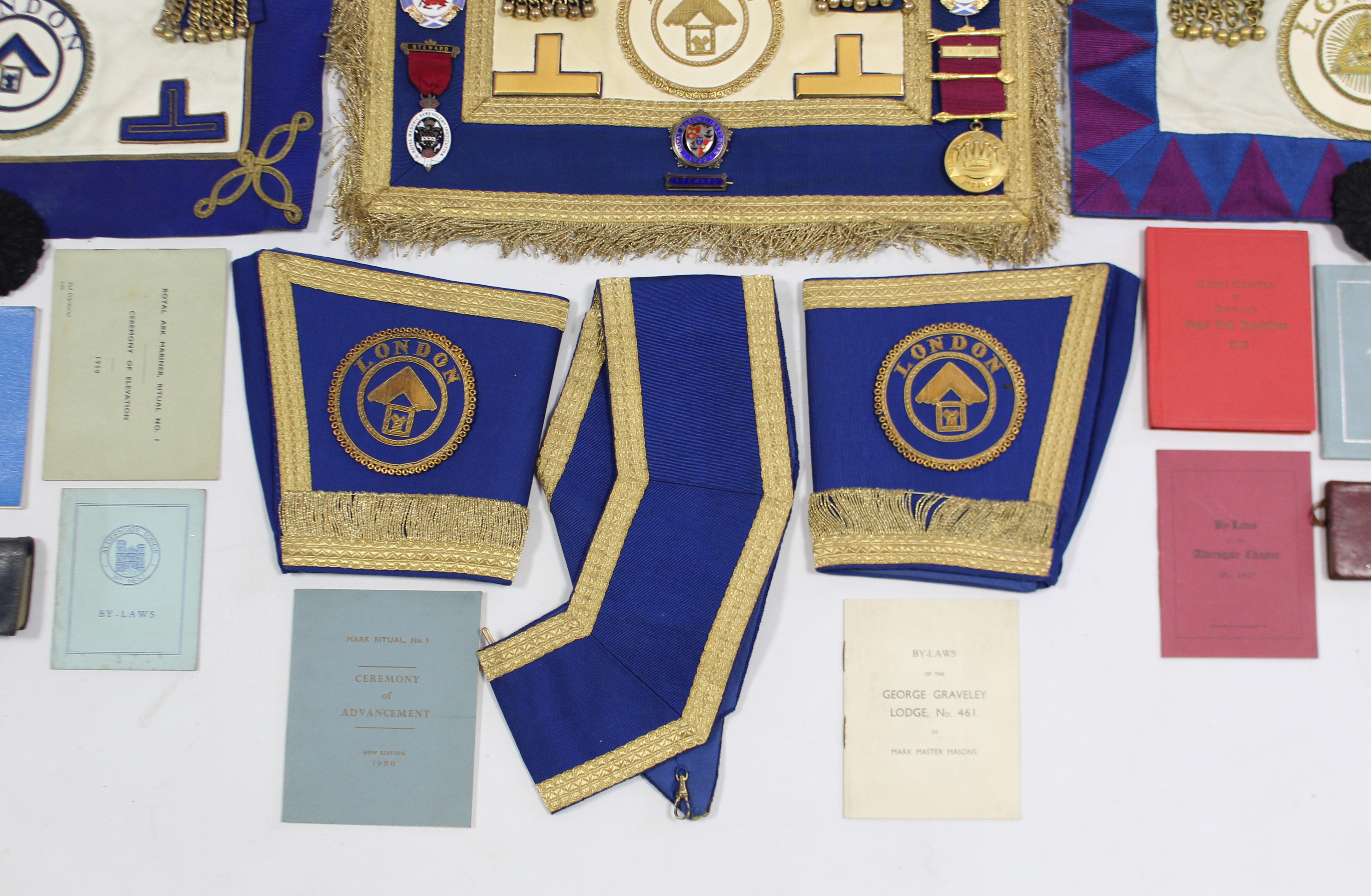 Two Masonic regalia aprons; five ditto medals; & various items of Masonic regalia. - Image 4 of 5