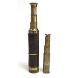 Two brass three-drawer pocket telescope, 18½” & 6½” long.