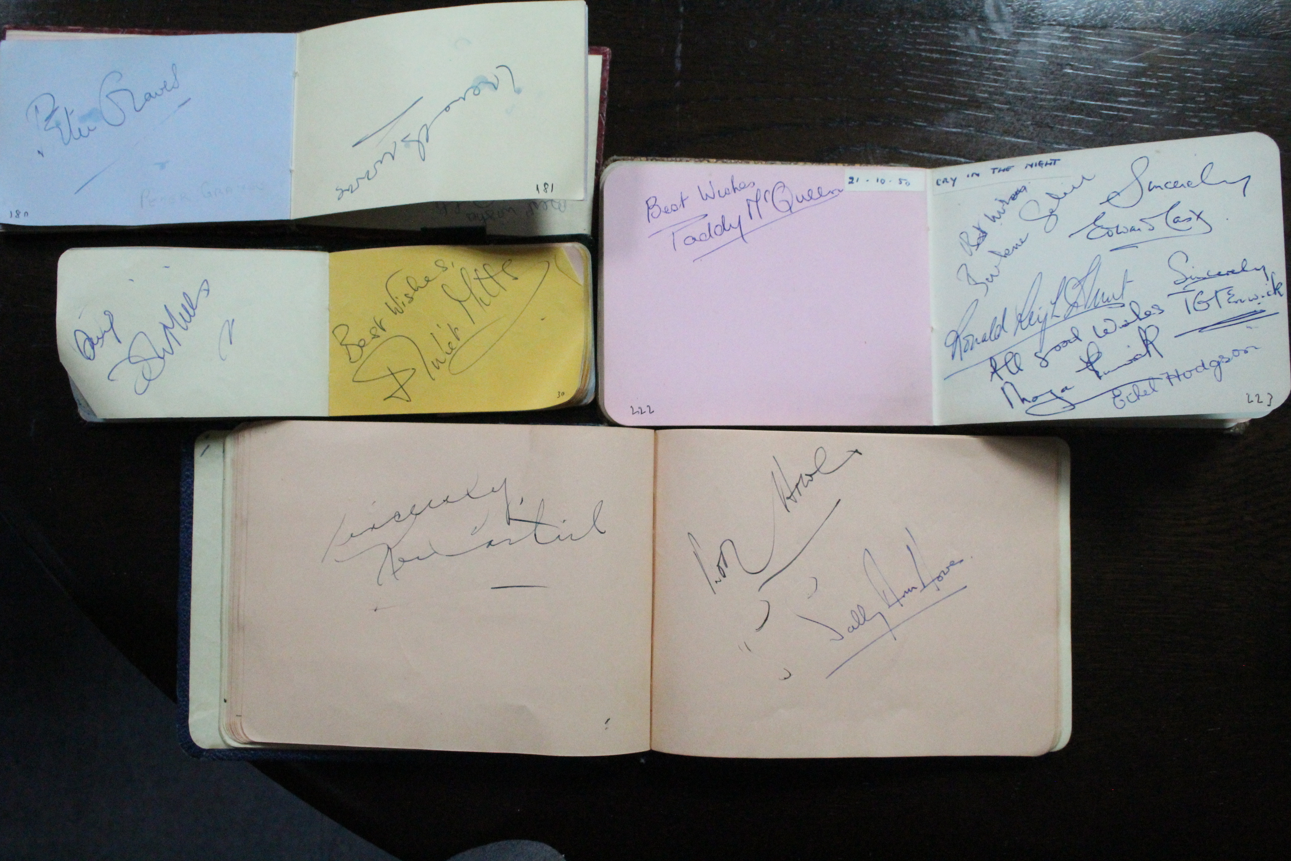 A THEATRICAL AUTOGRAPH COLLECTION in four small albums, of British stage actors from the 1950s - Image 6 of 14